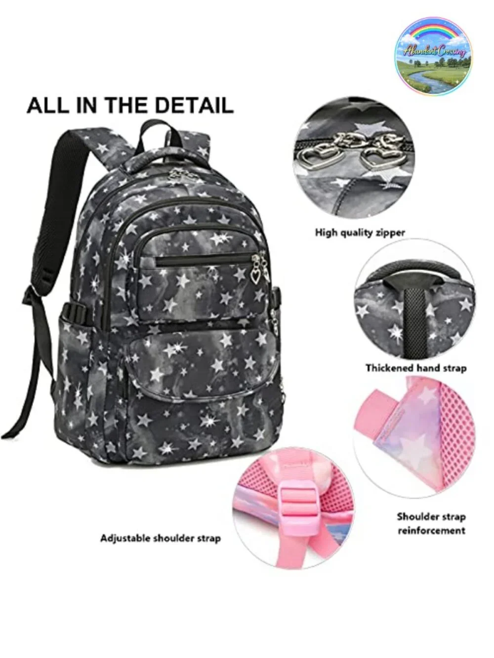 Kids Star Print Backpack with Lunch Bag and Pencil Case 3-Piece Set School